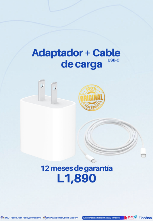 Kit de Carga Rápida Apple Original 20W | Cable + Adaptador