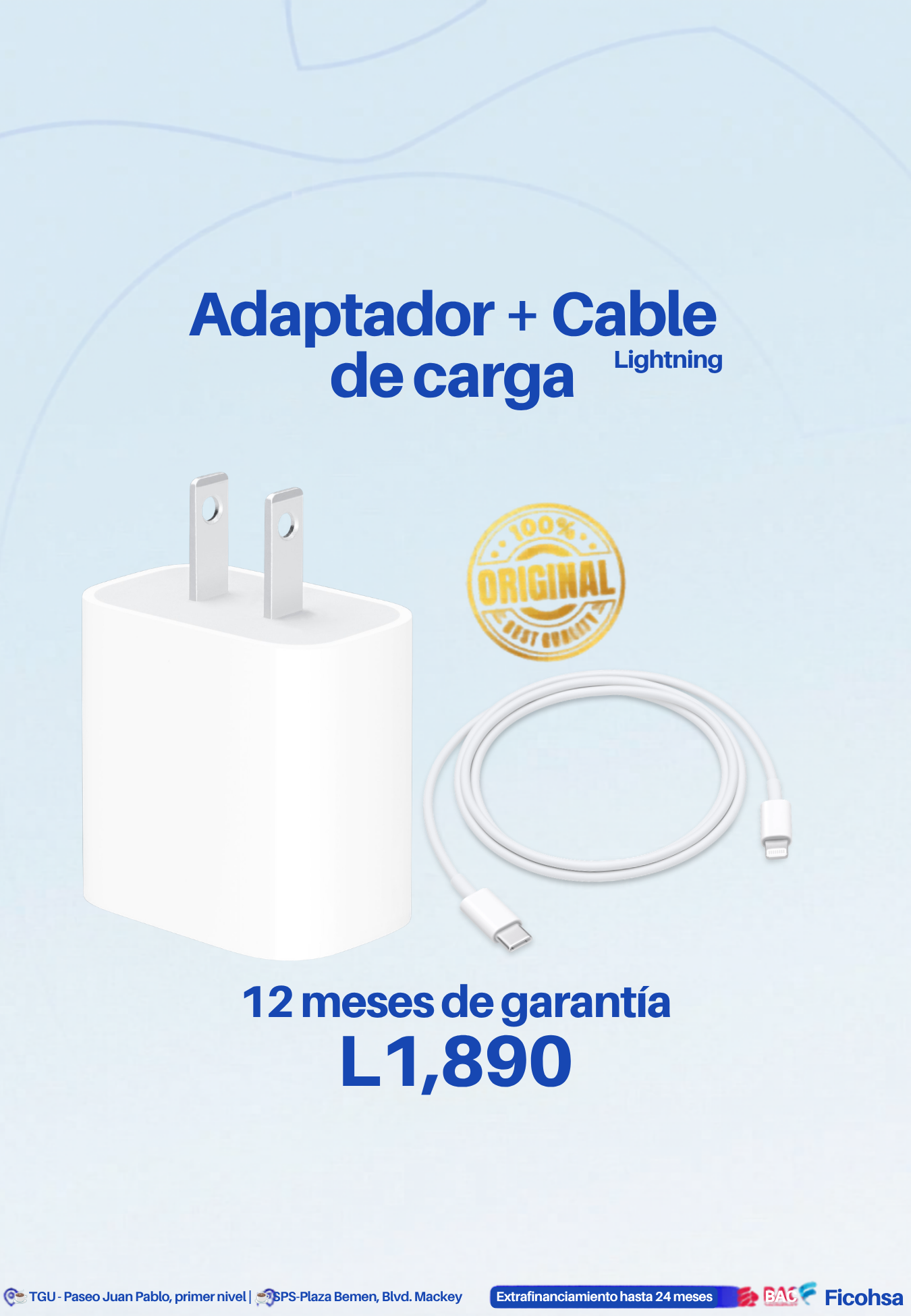 Kit de Carga Rápida Apple Original 20W | Cable + Adaptador